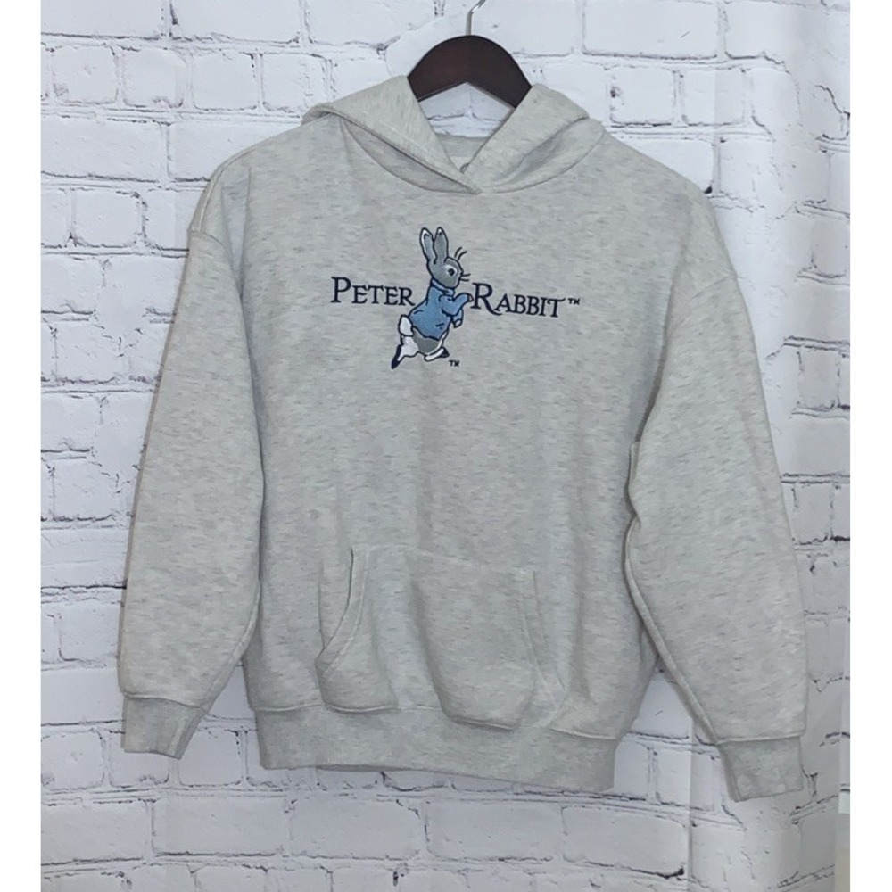 Beatrix Potter Peter Rabbit Crewneck X-Small Graphic Embroidered Fleece Hoodie